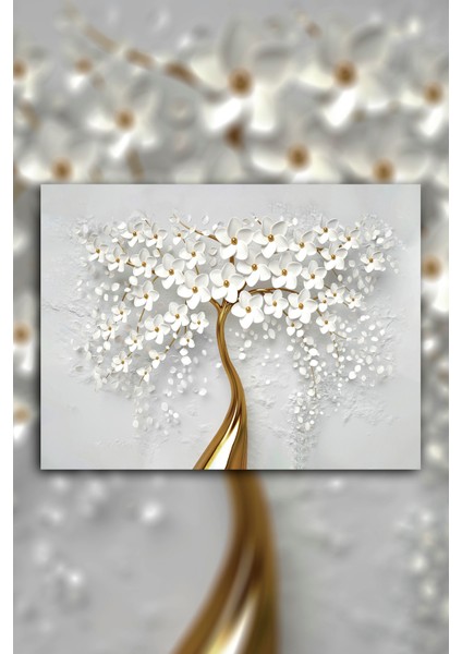 50 x 70 cm Dekoratif Beyaz Gelincik Duvar Kanvas Tablo fiyatları