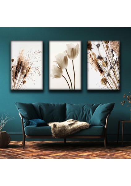 3'lü Kanvas Sazlık Modern Tablo fırsatları