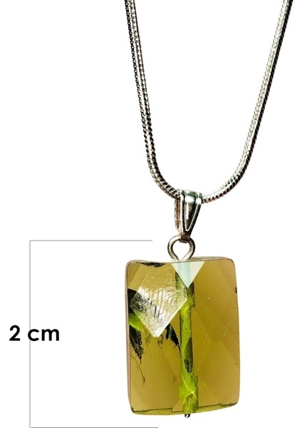 Moldavit Doğal Taşı Zincirli El Yapımı Kolye Uç: 2 cm Zincir: 20 cm Kutulu fiyatları