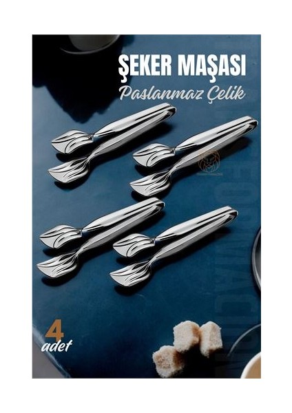 Turk Şeker Maşası Paslanmaz Çelik 4 Adet - BKS9642-4179