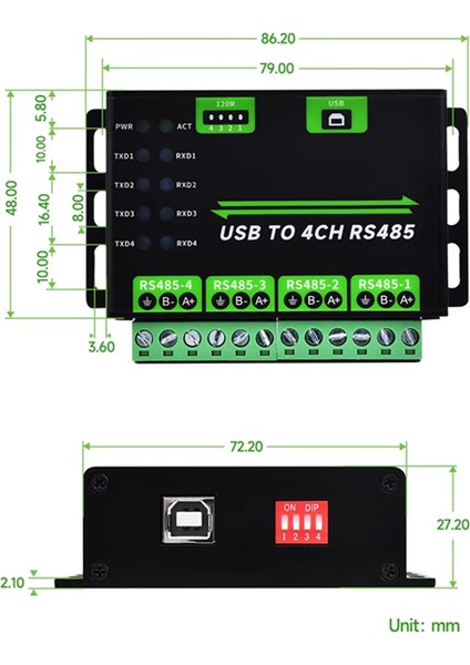 USB - 4ch RS485 Dönüştürücü Modülü Endüstriyel Sınıf Evrensel Seri Iletişim (Yurt Dışından) fırsatları