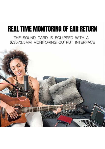 Profesyonel 24BIT 192KHZ Ses Arayüzü 2 Elektro Gitar Için Giriş Ses Kartı Harici Studio Pc Kayıt Tuner (Yurt Dışından)