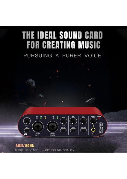 Profesyonel 24BIT 192KHZ Ses Arayüzü 2 Elektro Gitar Için Giriş Ses Kartı Harici Studio Pc Kayıt Tuner (Yurt Dışından) fiyatları