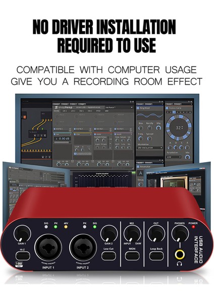 Profesyonel 24BIT 192KHZ Ses Arayüzü 2 Elektro Gitar Için Giriş Ses Kartı Harici Studio Pc Kayıt Tuner (Yurt Dışından) fırsatları
