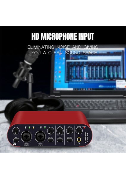 Profesyonel 24BIT 192KHZ Ses Arayüzü 2 Elektro Gitar Için Giriş Ses Kartı Harici Studio Pc Kayıt Tuner (Yurt Dışından) indirimleri