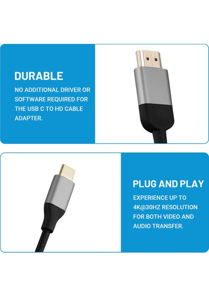 Qgeem Bağlantılar USB Tip C Ila HDMI Uyumlu Kablo Adaptörü 4K30Hz, Video ve Ses Şanzımanı Için Adaptör Kablosu A (Yurt Dışından) fırsatları