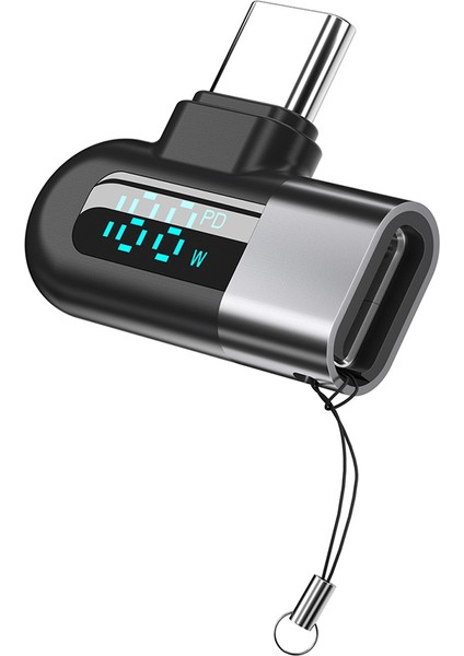 120W Tip C - Tip C Adaptör Dirsek Dijital Ekran USB C Adapatör Hızlı Şarj C Tip C Dönüştürücü Gri (Yurt Dışından)