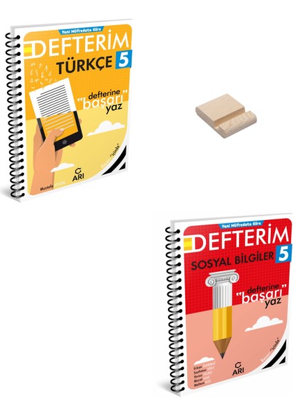5. Sınıf Türkçe ve Sosyal Bilgiler Defterim ve Telefon Standı