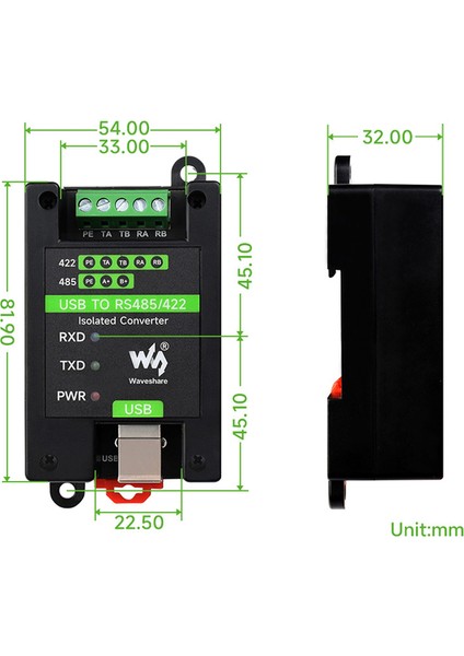 Waveshare Usb&#39;ye RS485/422 Rail Tipi Endüstriyel Izole Dönüştürücü FT232/SP485 Chıp FT232RNL 300BPS-3MBPS USB Dönüştürücü (Yurt Dışından) fiyatları