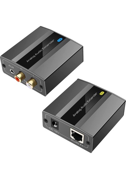 Ethernet Üzerinden Analog Audio Extender Rca 3.5mm Stereo, 500M&#39;YE Kadar Olan Tek CAT5E/6/7 Kablosu 500M Audio Converter Ab Fişi (Yurt Dışından)