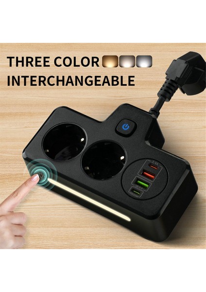 Ab Fiş Çıkış Power Strip Duvar Soketi Genişletme Fişi Pd Qc3.0 Hızlı Şarj Multitap USB Şarj Anahtarları (Beyaz) (Yurt Dışından) modelleri