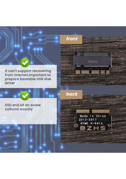 MacBook Air (2013-2016 Yıl) ve Mac Pro (2013-2015 Yılının Sonları) Yükseltmesi Için Ngff M.2 Nvme SSD Adaptör Kartı (2013-2015 Yılı) (Yurt Dışından) indirimleri