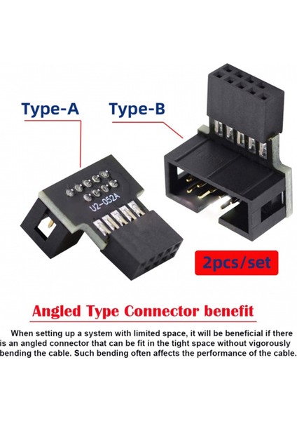 1set Aşağı ve Yukarı Açılı 90 Derecelik Erkek - Dişi USB 2.0 10PIN 9pin Anakart Uzatma Adaptörü Için Başlık (Yurt Dışından) indirimleri