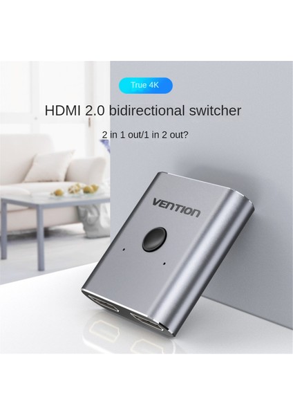 Vention HDMI Uyumlu Bir Ila Iki 2.0 Anahtar Ikiye Iki Arada Set Üstü Kutu 4K 60Hz Tv Bilgisayar Hd Kablo, Gümüş Grey (Yurt Dışından)