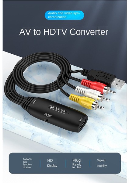 HDMI Uyumlu Kablo Av Adaptörlü HDMI Uyumlu Kompozit Adaptör Dönüştürücü ile 1080P Av-Hdtv Rca Uyumlu (Yurt Dışından)