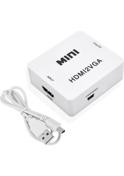 Pc Dizüstü Tv Kutusu Bilgisayar Ekran Projektör Beyaz Için 1080P HDMI Uygun VGA Adaptör Dönüştürücü (Yurt Dışından)