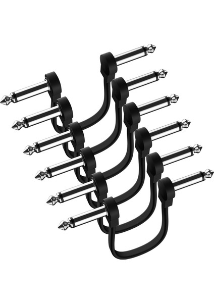 6 Paket 6 Inç Gitar Yama Kablosu, Enstrüman Gitar Pedal Kablosu Dik Açılı Düz Yama Kablosu (Yurt Dışından)