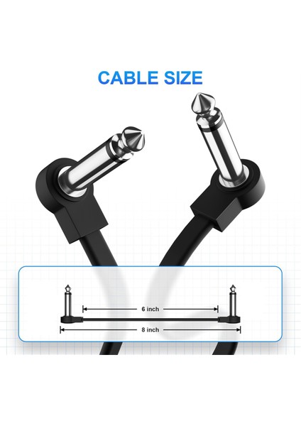 6 Paket 6 Inç Gitar Yama Kablosu, Enstrüman Gitar Pedal Kablosu Dik Açılı Düz Yama Kablosu (Yurt Dışından) fiyatları