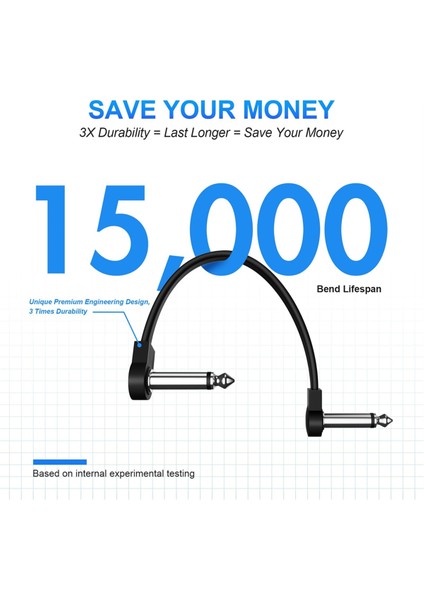 6 Paket 6 Inç Gitar Yama Kablosu, Enstrüman Gitar Pedal Kablosu Dik Açılı Düz Yama Kablosu (Yurt Dışından) modelleri