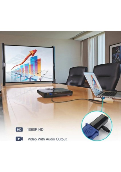 HDMI ile Uyumlu VGA Adaptörü Hd 1080P Ses Dönüştürücü Ses Iletimi 3.5mm Jak Ses Dönüştürücü Siyah+Beyaz (Yurt Dışından) fırsatları