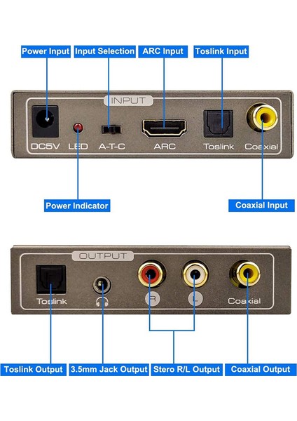 192KHZ Çok Fonksiyonlu Ses Dönüştürücü, Arc Toslink Optik Spdıf Koaksiyel Için 3,5 mm Jack Aux Koaksiyel Ses Adaptörü (Yurt Dışından) fiyatları