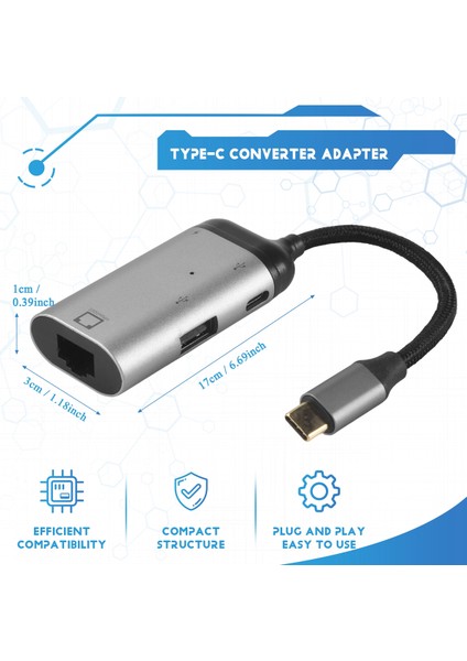 3 Tip-C-Gigabit Ethernet RJ45 Lan Pd Şarj USB C USB C Tv Pc MacBook Samsung S20 (Yurt Dışından) fırsatları