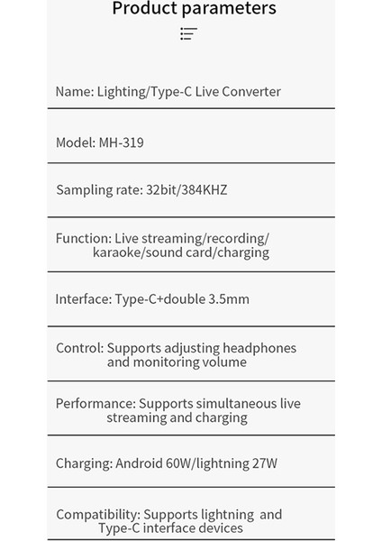 Aydınlatma/typec Için Uygun Yeni Evrensel Stereo Yayın Ses Kartı Adaptörü Karaoke ve Mikrofon Artefakt (Yurt Dışından) modelleri