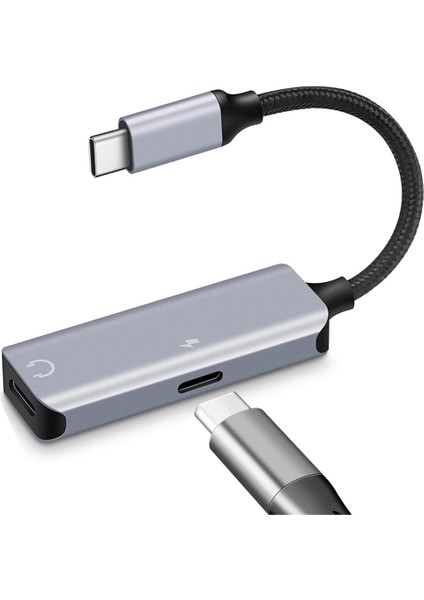 USB C Kulaklık Adaptörü Şarj Cihazı ile USB C Sonrucu USB C Splitter 1 iPad Air Için 2 Out Sesli Kulaklık Adaptörü, Pixel (Yurt Dışından)