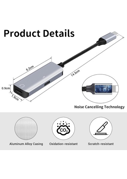USB C Kulaklık Adaptörü Şarj Cihazı ile USB C Sonrucu USB C Splitter 1 iPad Air Için 2 Out Sesli Kulaklık Adaptörü, Pixel (Yurt Dışından) fiyatları