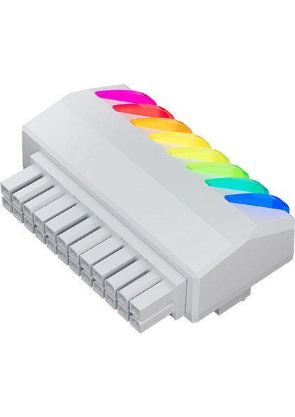Dıy Güç Kaynağı 90 Derece Anakart 24PIN Adaptör Argb Dik Açı Güç Kaynağı Direksiyon Konnektörü Beyaz (Yurt Dışından)