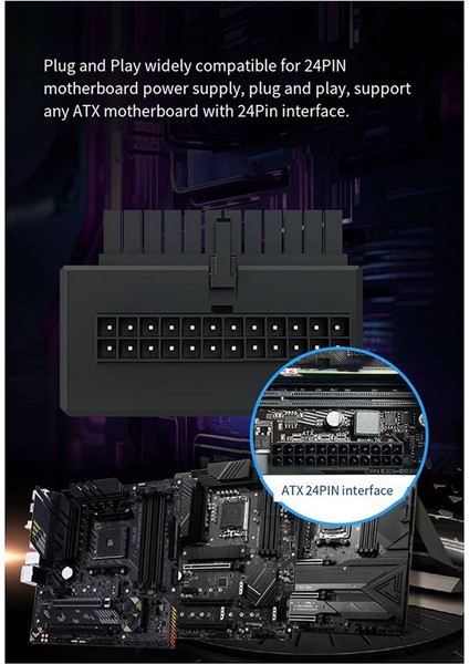 Dıy Güç Kaynağı 90 Derece Anakart 24PIN Adaptör Argb Dik Açı Güç Kaynağı Direksiyon Konnektörü Beyaz (Yurt Dışından) fırsatları