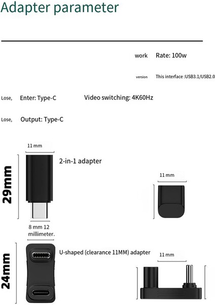 100W USB 3.2 Tip C Erkek Ila Kadın 1 Ila 2 Adaptör Otg 10GBPS Hızlı Veri 4K Tablet Usb-C Şarj Dönüştürücü-A (Yurt Dışından) indirimleri