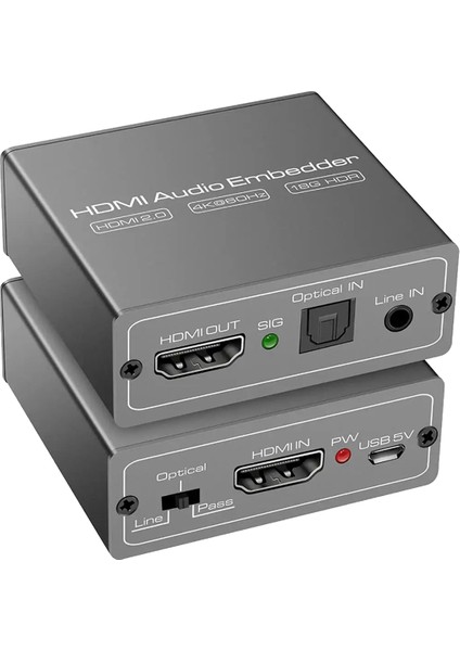 HDMI Uyumlu Ses Dönüştürücü 4K 60Hz HDMI Audio Extractor Adaptör Video Ses Sericilik Gömülü Adaptörü (Yurt Dışından)