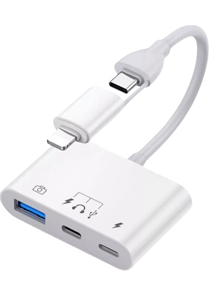 Cep Telefonu, Bilgisayar, Kulaklık Için Tip C Adaptörü 3&#39;ü 1 Arada Otg Dönüştürücü Çift Kalı Çok Işlevli Kart Okuyucu (Yurt Dışından) fiyatları
