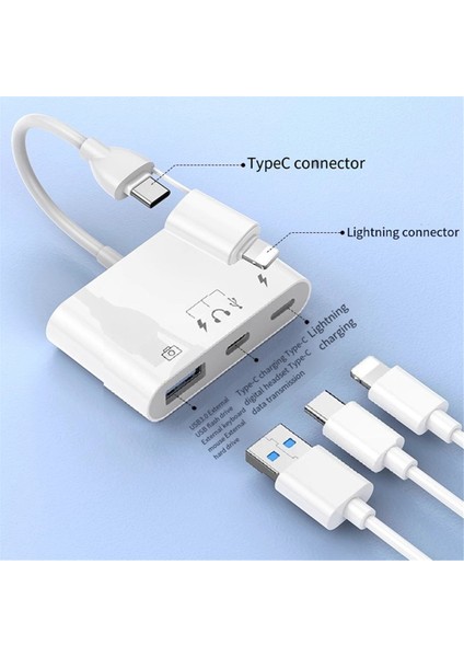 Cep Telefonu, Bilgisayar, Kulaklık Için Tip C Adaptörü 3&#39;ü 1 Arada Otg Dönüştürücü Çift Kalı Çok Işlevli Kart Okuyucu (Yurt Dışından) modelleri