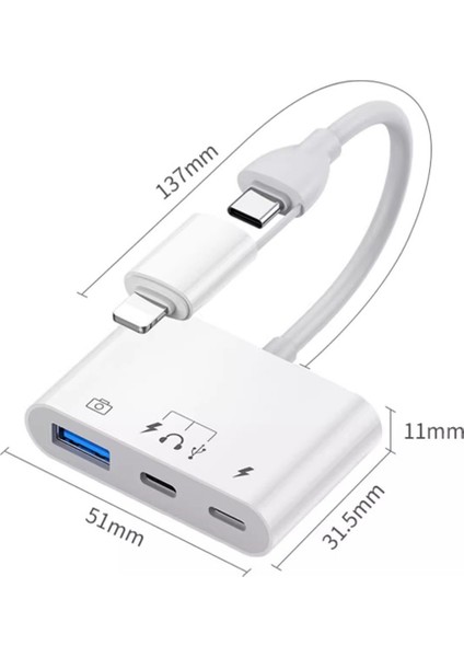 Cep Telefonu, Bilgisayar, Kulaklık Için Tip C Adaptörü 3&#39;ü 1 Arada Otg Dönüştürücü Çift Kalı Çok Işlevli Kart Okuyucu (Yurt Dışından) indirimleri