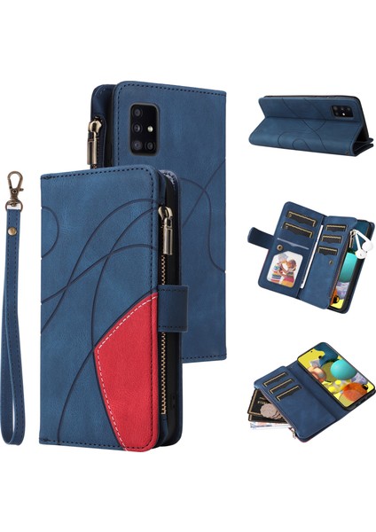 Samsung Galaxy A51 5g Için Flip Case, Manyetik Kapatmalı Fermuarlı Cüzdan Kılıfı, 9 Kartlık ve Bileklik (Yurt Dışından)