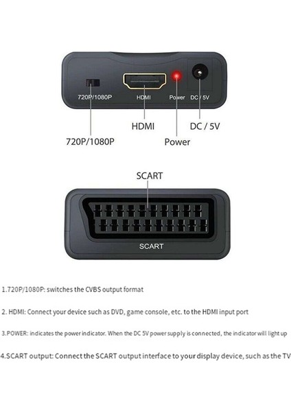 HDMI Uyumlu Dönüştürücü Scart-Hdmı Uyumlu Dönüştürücü Çok Fonksiyonlu Çok Fonksiyonlu Video Dönüştürücü, B (Yurt Dışından) fırsatları