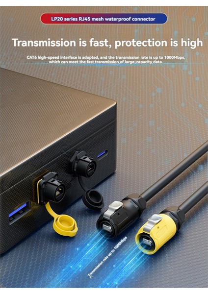 Lp-20 RJ45 Konektör Seti IP68 Su Geçirmez Cat6 RJ45 Panel Montaj Soket Fikli Kablo Adaptörü Siyah (Yurt Dışından) fiyatları