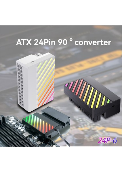 Atx 24PIN Argb Adaptör 90 ° Dönüştürücü 24PIN Rgb Güç Kablosu Adaptörü 24PLN Anakart Güç Kaynağı Siyah (Yurt Dışından) indirimleri