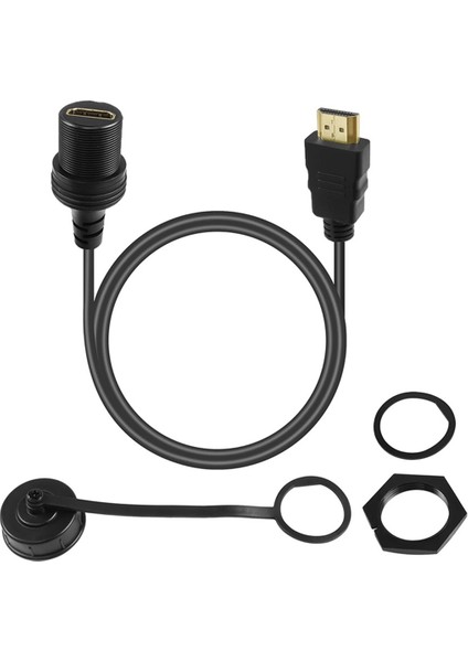 HDMI Uyumlu Erkek-Kadın Uzatma Kablosu HDMI Uygun Flush Montaj Kablosu Araç Teknesi Motosiklet Gösterge Tablosu 1 M (Yurt Dışından)