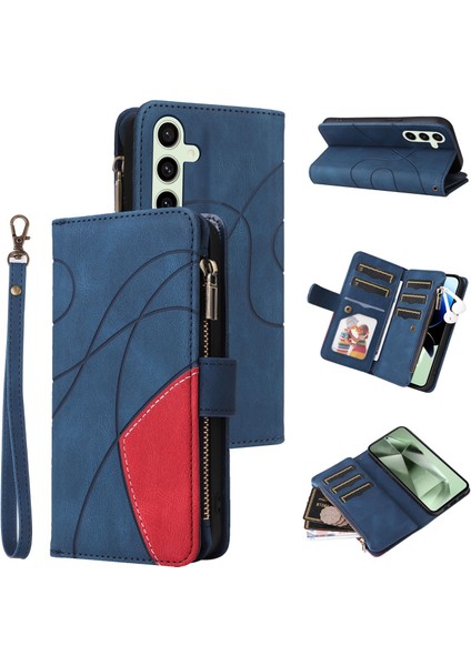Samsung Galaxy S24 Fe Için Flip Case, Manyetik Kapatmalı Fermuarlı Cüzdan Kılıfı, 9 Kartlık ve Bileklik (Yurt Dışından)