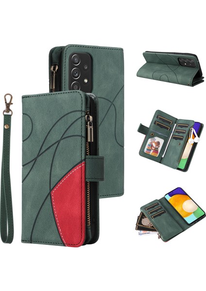 Samsung Galaxy A52S 5g Için Flip Case, Manyetik Kapatmalı Fermuarlı Cüzdan Kılıfı, 9 Kartlık ve Bileklik (Yurt Dışından)