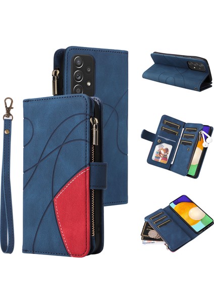 Samsung Galaxy A52S 5g Için Flip Case, Manyetik Kapatmalı Fermuarlı Cüzdan Kılıfı, 9 Kartlık ve Bileklik (Yurt Dışından)