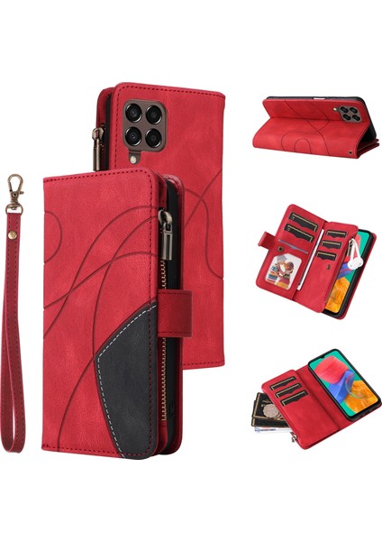 Samsung Galaxy M33 5g Için Flip Case, Manyetik Kapatmalı Fermuarlı Cüzdan Kılıfı, 9 Kartlık ve Bileklik (Yurt Dışından)