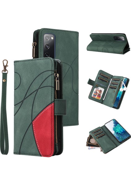 Samsung Galaxy S20 Fe Için Flip Case, Manyetik Kapatmalı Fermuarlı Cüzdan Kılıfı, 9 Kartlık ve Bileklik (Yurt Dışından)