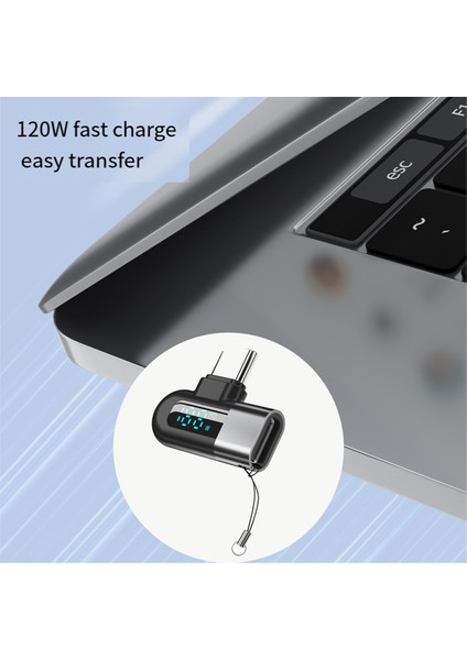 120W Tip C - Tip C Adaptör Dirsek Dijital Ekran USB C Adapatör Hızlı Şarj C Tip C Dönüştürücü Gümüş (Yurt Dışından) indirimleri