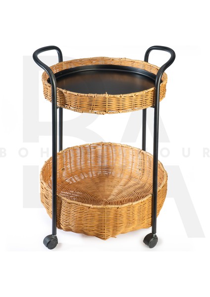 Tekerlekli Rattan Yan Sehpa