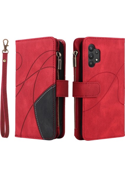 Samsung Galaxy A32 4g Için Flip Case, Manyetik Kapatmalı Fermuarlı Cüzdan Kılıfı, 9 Kartlık ve Bileklik (Yurt Dışından) fiyatları