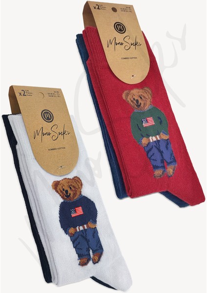 Kadın Çorap 4'lü Paket – %78 Pamuk, Ekstra Yumuşak, Karışık Renkli Teddy Bear Desenli Rahat Model fırsatları